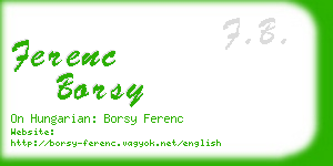 ferenc borsy business card